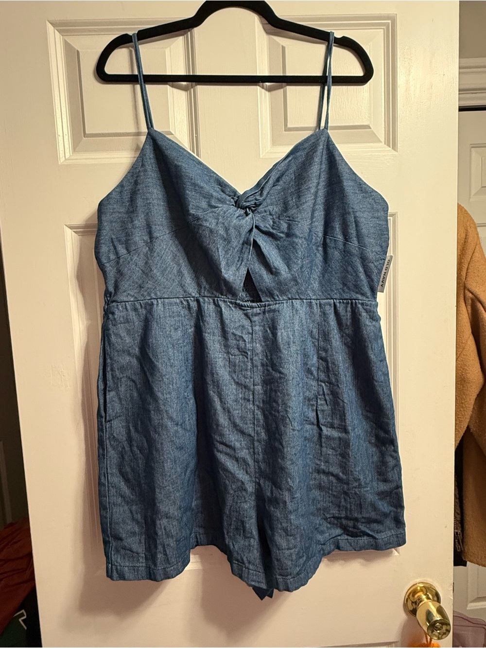 Old Navy Blue Denim-Look Spaghetti Strap Romper